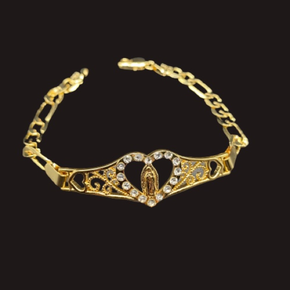 Virgin of Guadalupe 18k Gold Plated Bracelet Pulsera Oro Laminado Virgen